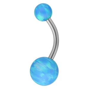 Hellblauer Double Synthetic Opal Bananabell auf weißem Hintergrund