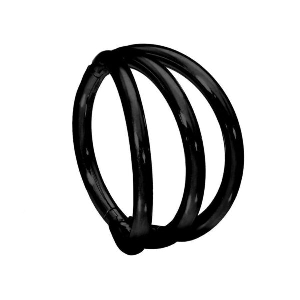 Anillo Clicker negro de 3 piezas de acero quirúrgico, 12 mm de diámetro
