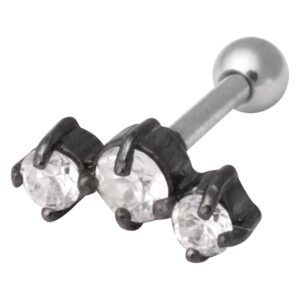 3 Crystals on Silver - Negro