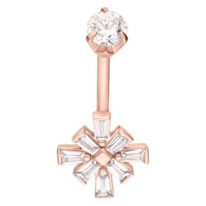 Bauchnabelpiercing aus Roségold mit klaren Kristallen, 8 mm Länge
