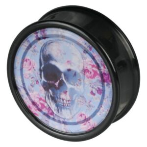 Skull Pink Roses Blue