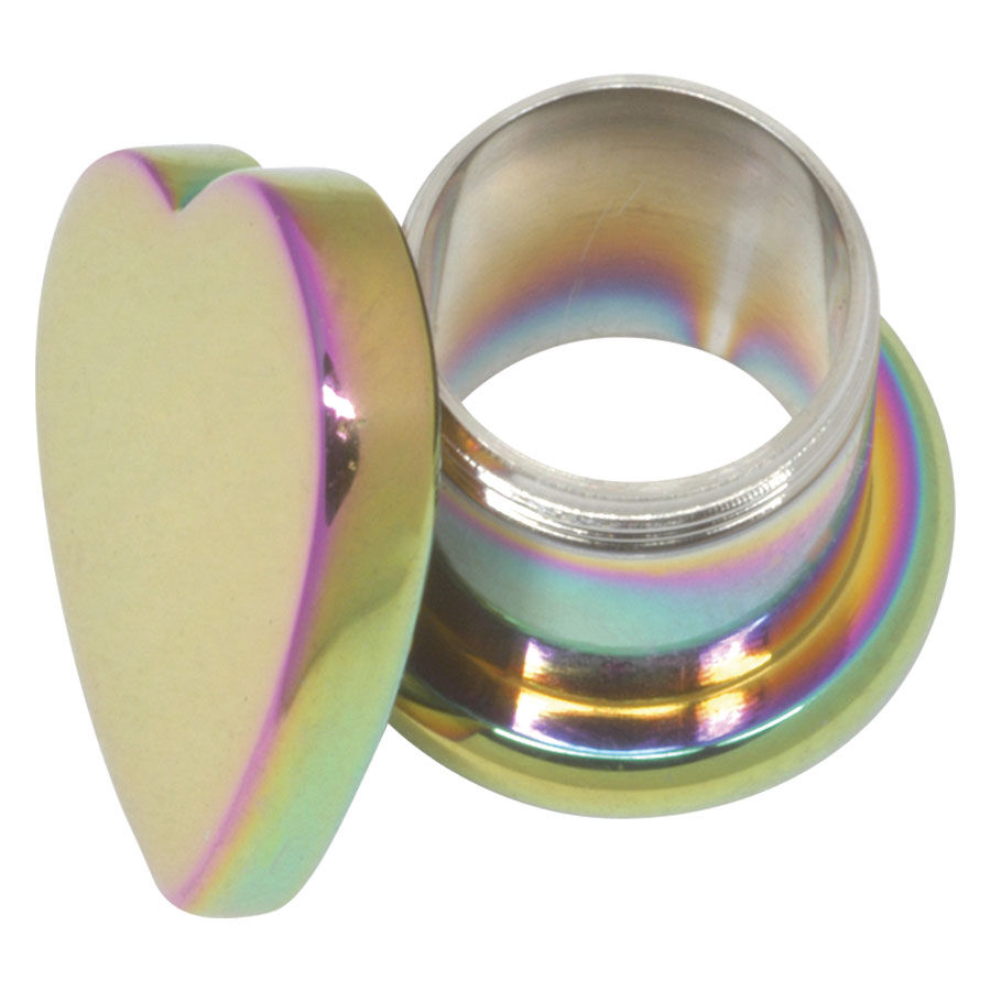 Steel Basicline® Screw Front Fleshtunnel Rainbow Heart Steel Basicline® Screw Front Fleshtunnel Rainbow Heart
