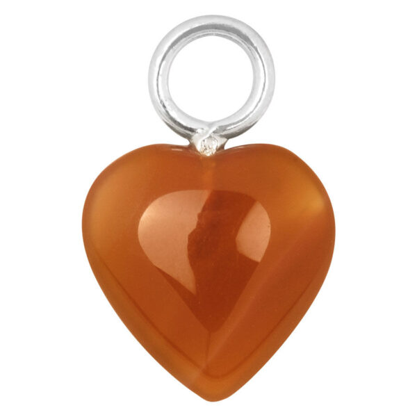 Colgante de corazón marrón de acero quirúrgico sobre fondo blanco