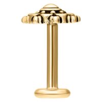 Labret con Mandala Dorado con rosca interna sobre fondo blanco