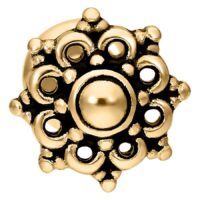 Mandala Labret dorado de acero quirúrgico 316L sobre fondo blanco
