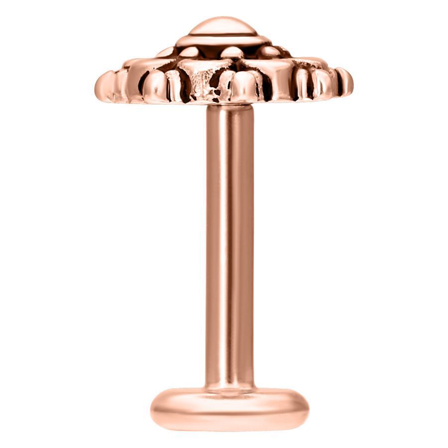 Labret Mandala en oro rosa con Push Fit y rosca interna