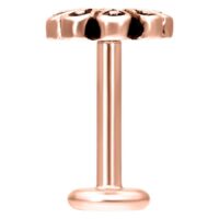 Labret de oro rosado con diseño floral sobre fondo blanco