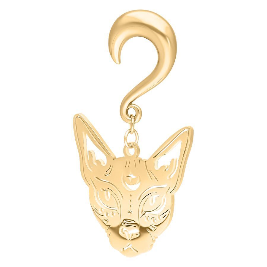 Peso para oreja Sphynx dorado de acero quirúrgico 316L, tamaño 8 mm