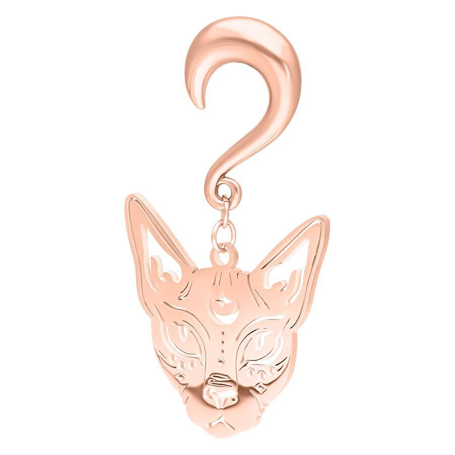 Peso para oreja Sphynx en oro rosa de acero quirúrgico 316L, tamaño 8,0 mm
