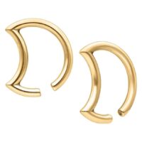 Dos pesos para orejas Moon dorados de acero quirúrgico sobre fondo blanco