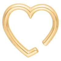 Peso para oreja dorado en forma de corazón de acero quirúrgico sobre fondo blanco