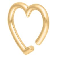 Peso para oreja dorado en forma de corazón de acero quirúrgico sobre fondo blanco