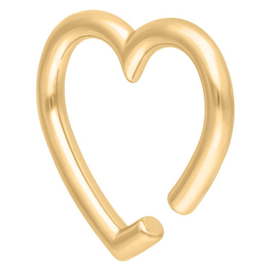 Peso para oreja dorado en forma de corazón de acero quirúrgico sobre fondo blanco
