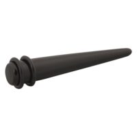 Expansor negro de acrílico sobre fondo blanco, forma cónica