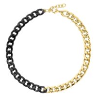 Collar Chunky de acero quirúrgico 316L, bicolor en oro y negro, sobre fondo blanco