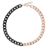 Chunky cadena de acero quirúrgico 316L, mitad en oro rosa, mitad en negro