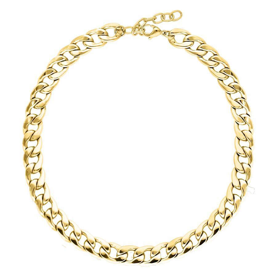 Collar Chunky en Oro de Acero Quirúrgico Collar Chunky dorado de acero quirúrgico 316L sobre fondo blanco