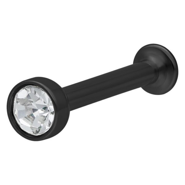 Labret negro de titanio con cristal claro, 8 mm de longitud, bola de 3 mm