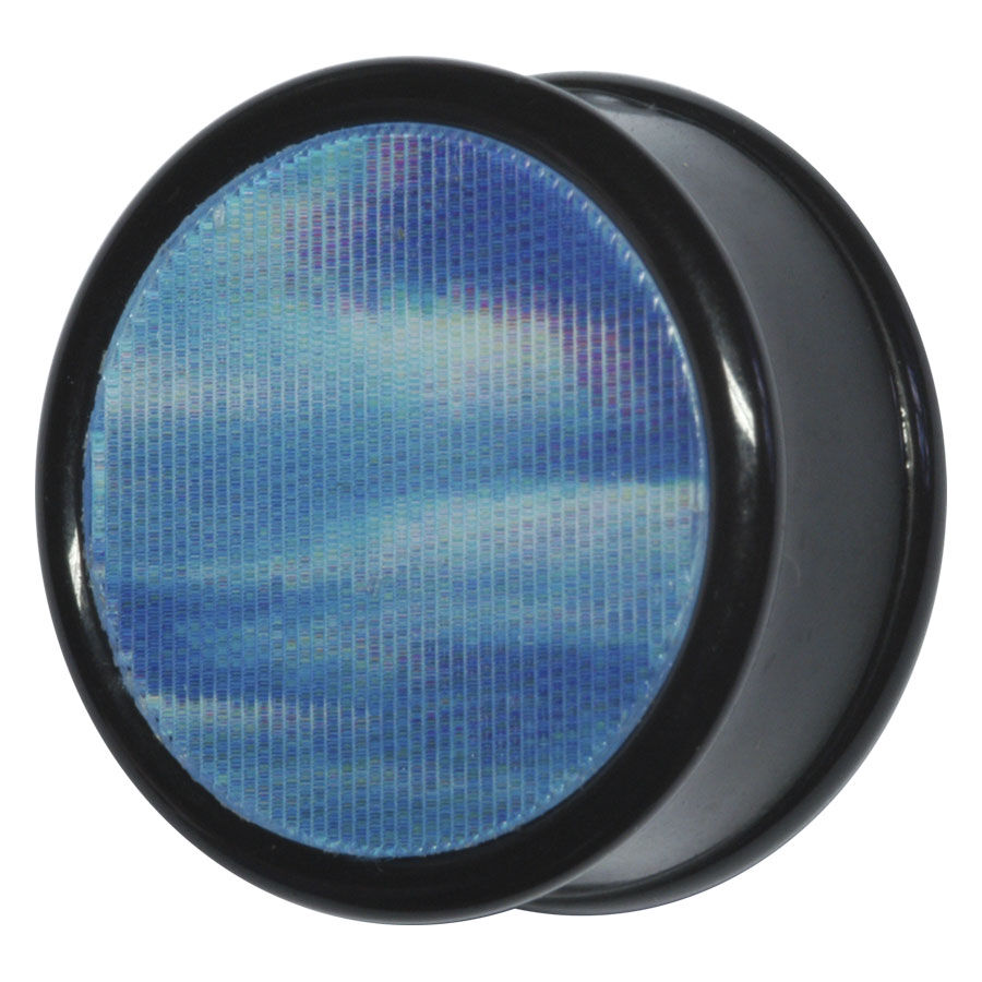 Plug redondo de PMMA con diseño de nubes azules y borde negro