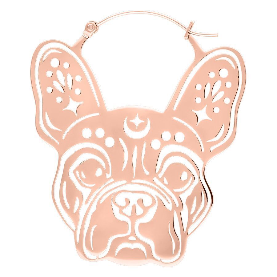 Roségoldene Bulldog Hoops Ohrringe Roségoldene Bulldog Ohrringe aus Chirurgenstahl, hochglanzpoliert