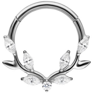 Lovely Crystal Leaf Septum Clicker