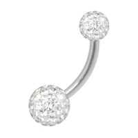 Silbernes Titan Bananabell mit klaren Kristallen, Kugeln 4mm/6mm