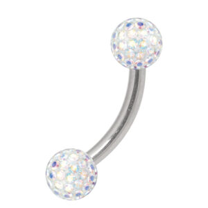 Piercing de titanio curvado con bolas de cristal Aurora Boreale, 3,0 mm