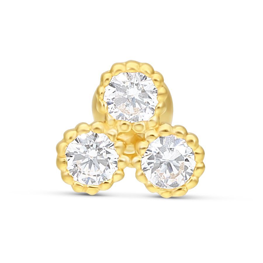 18k Earbarbell Three Crystals 18k Earbarbell Three Crystals
