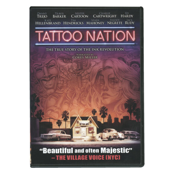 Portada del DVD Tattoo Nation con diseño colorido y autos en primer plano