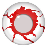 Lente de contacto ensangrentado Terror Eyes Lente de contacto roja y blanca con apariencia de venas sangrientas sobre fondo blanco
