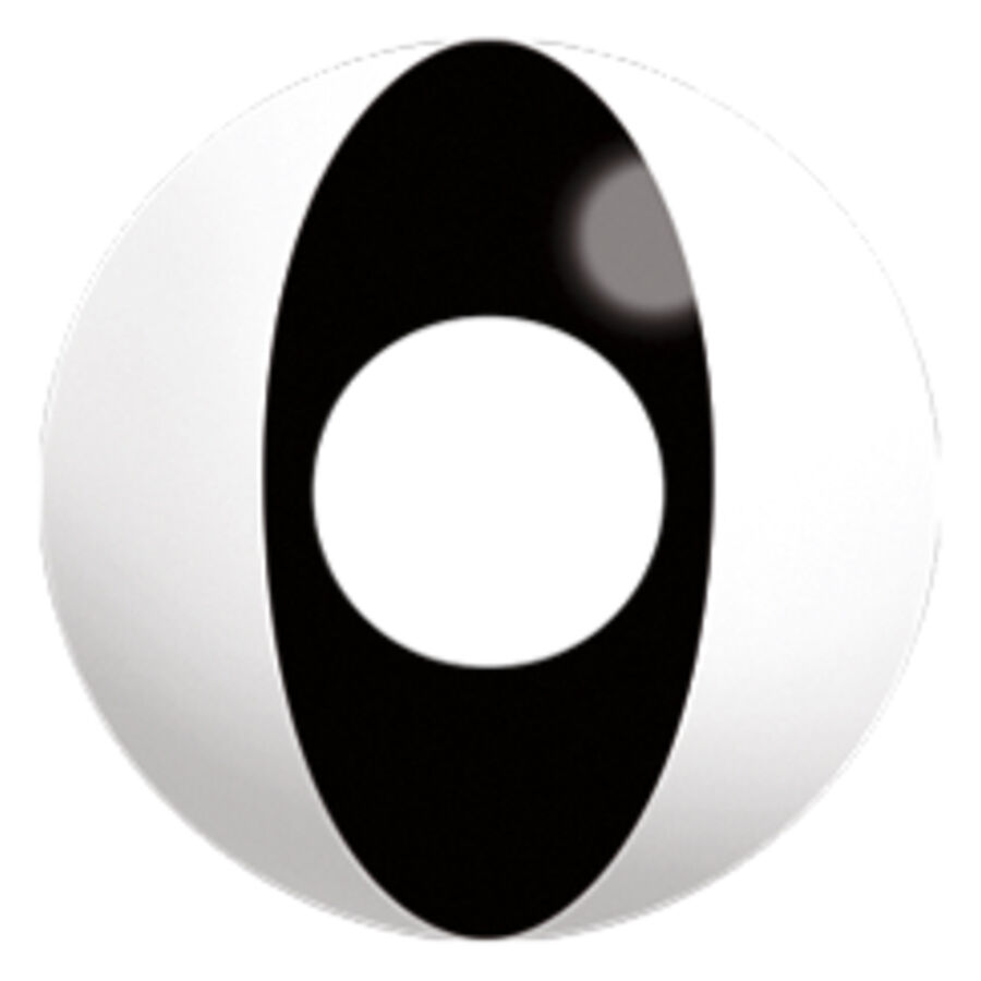 Lente de contacto redonda negra con diseño de ojo de gato sobre fondo blanco