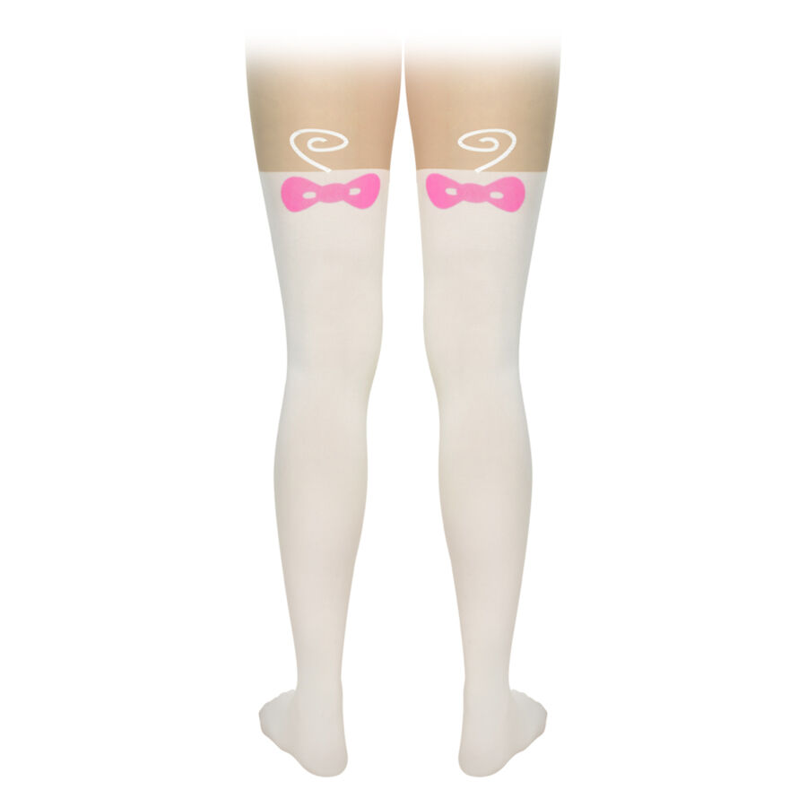 Pantimedias blancas con lazo rosa Pantimedias blancas con diseño de lazo rosa en la parte trasera, unisex