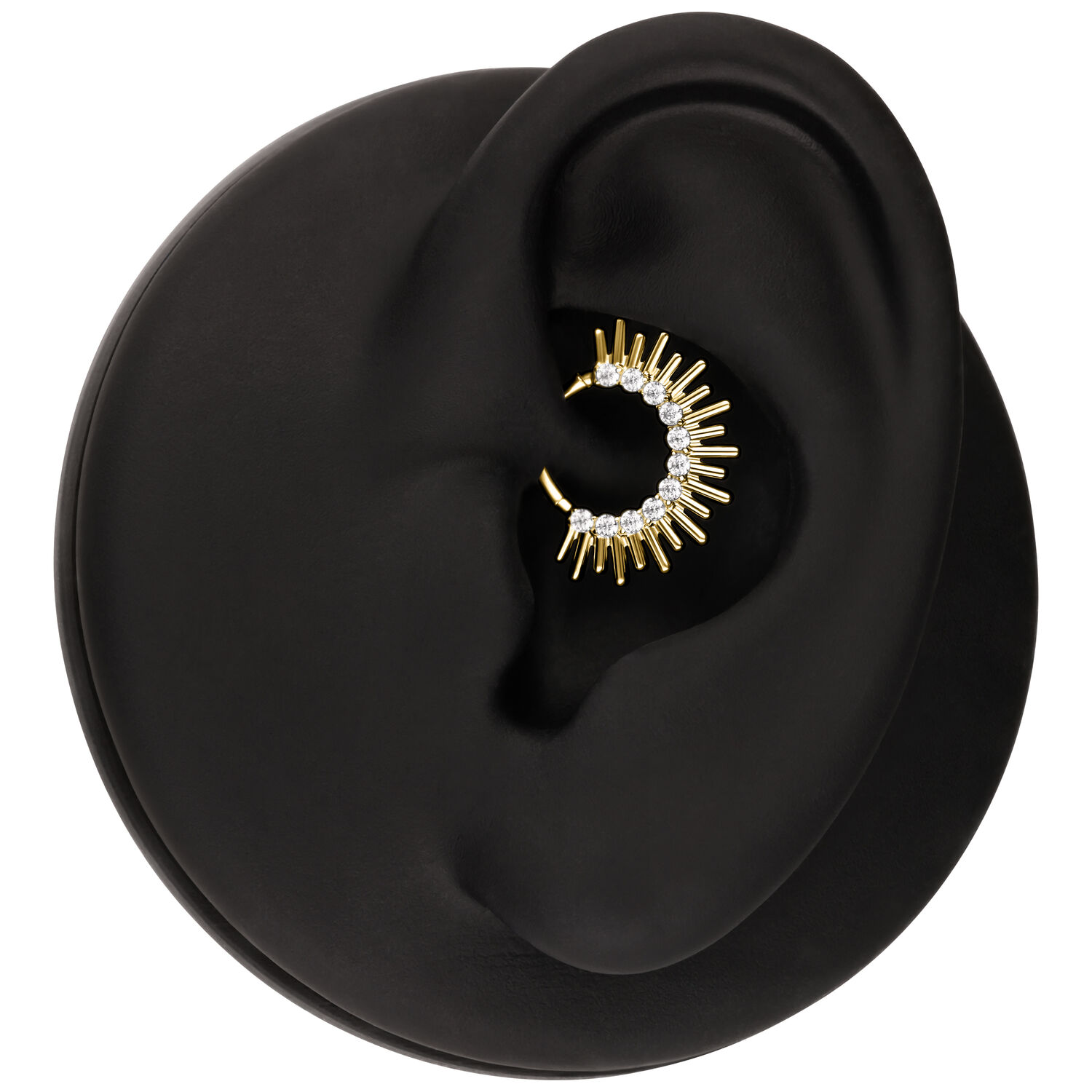 Clicker de Septum Dorado con diseño de rayos en modelo de oreja negra