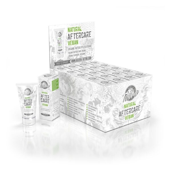 Believa Tattoo Aftercare Box con tubo sobre fondo blanco