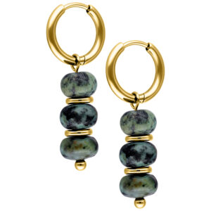 Green Agate Bubble Aros (Par) - Oro