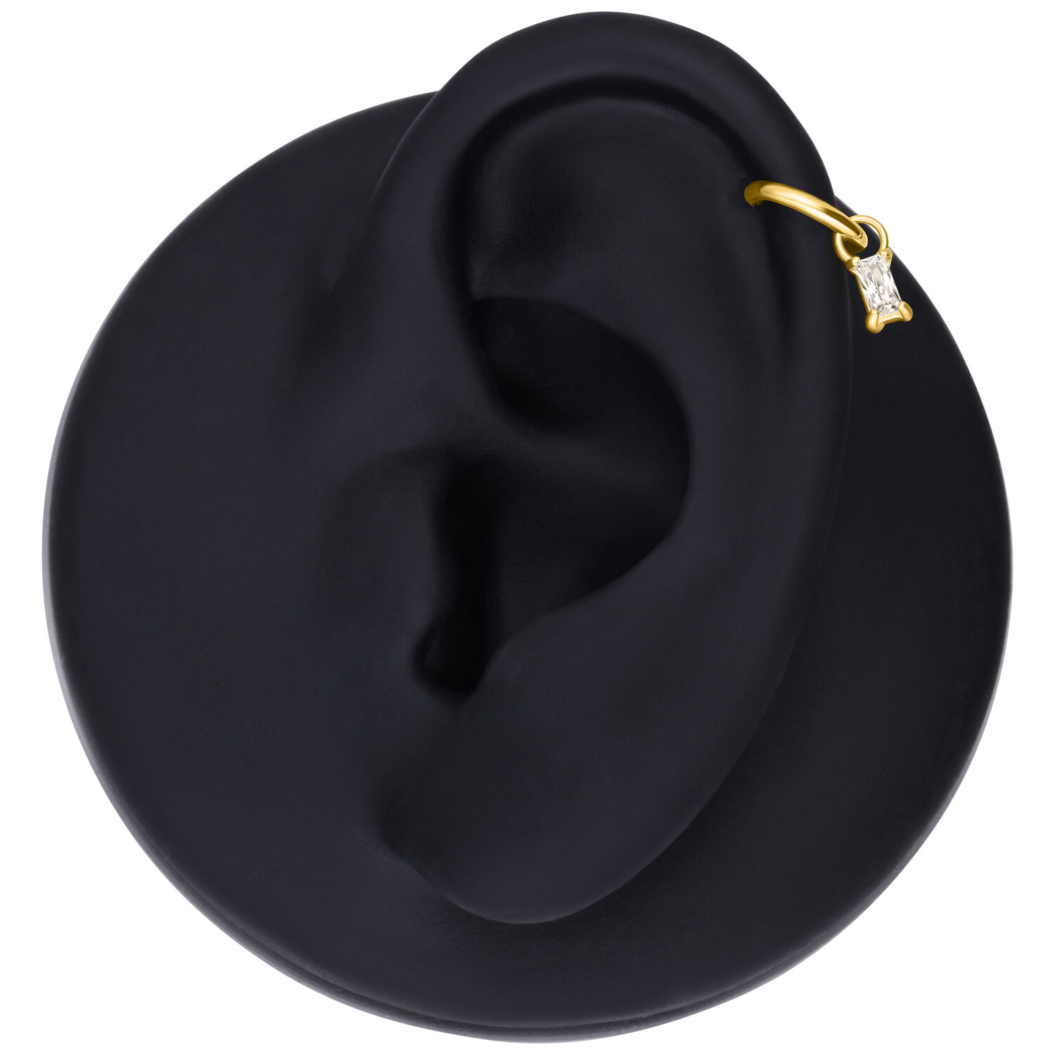 Colgante de piercing dorado con cristal en modelo de oreja negra