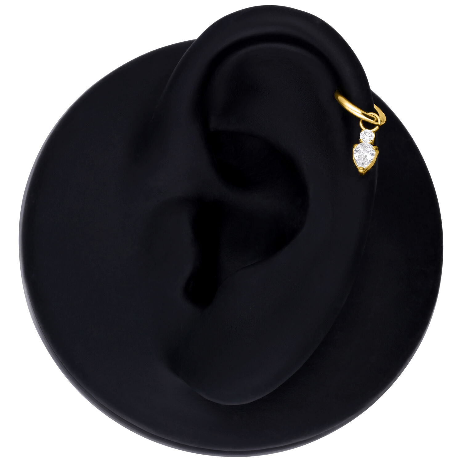 Colgante de piercing Mystic Crystal dorado en modelo de oreja negra