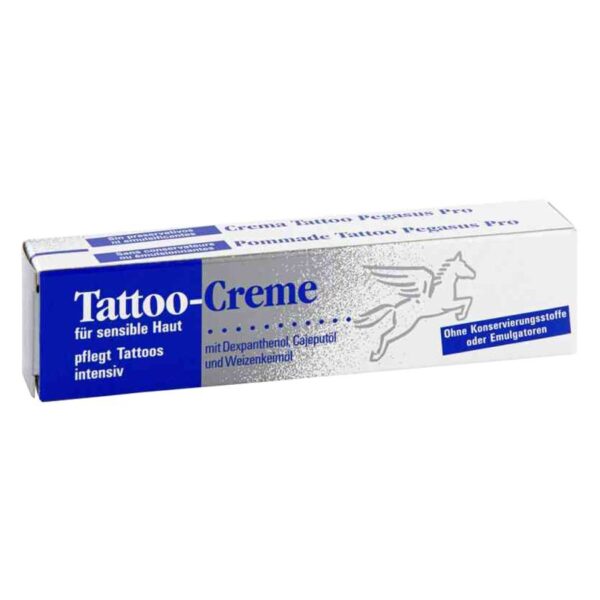 Pegasus Crema para Tatuajes 25ml en caja azul con logo blanco de Pegasus
