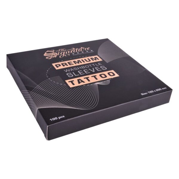 Empaque negro de las Fundas Premium para Botellas de Lavado para Artistas del Tatuaje, tamaño 120 x 280 mm