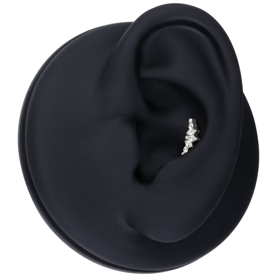 Accesorio de Cristal Tiara plateado en modelo de oreja negra