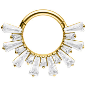 Aro de Septum Clicker Crystal Sunray - Oro