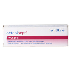 Octenisept Wundgel 20 ml in weißer Verpackung mit pinkem Streifen