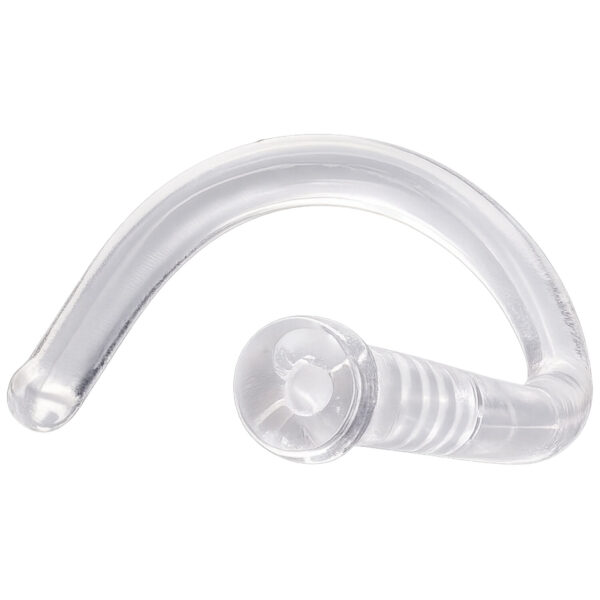 Piercing nasal transparente con disco blanco sobre fondo blanco