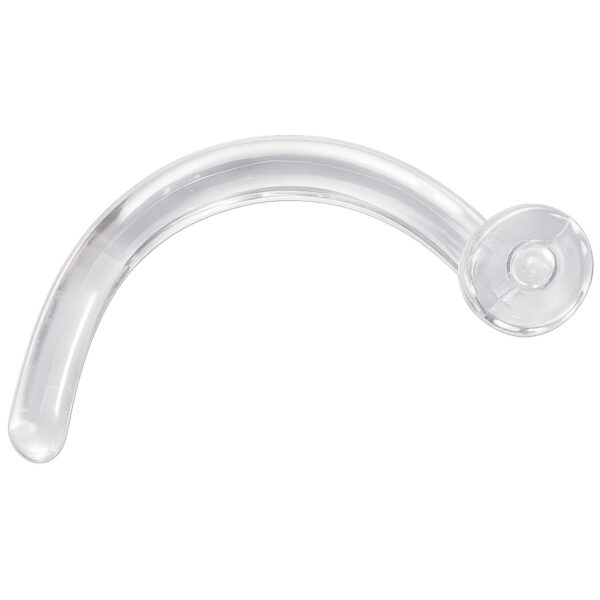 Piercing nasal transparente de bioplast con disco blanco sobre fondo blanco