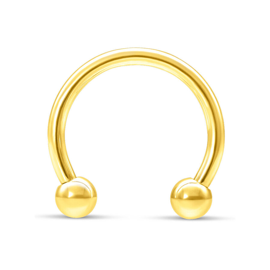 Circular Barbell dorado de 18K con rosca externa sobre fondo blanco
