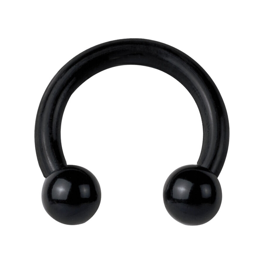 Circular Barbell negro con rosca externa sobre fondo blanco