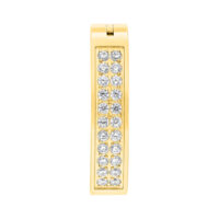 Clicker para ombligo dorado con doble fila de cristales sobre fondo blanco