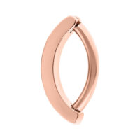 Clicker para ombligo en oro rosa de titanio con cristales dobles sobre fondo blanco