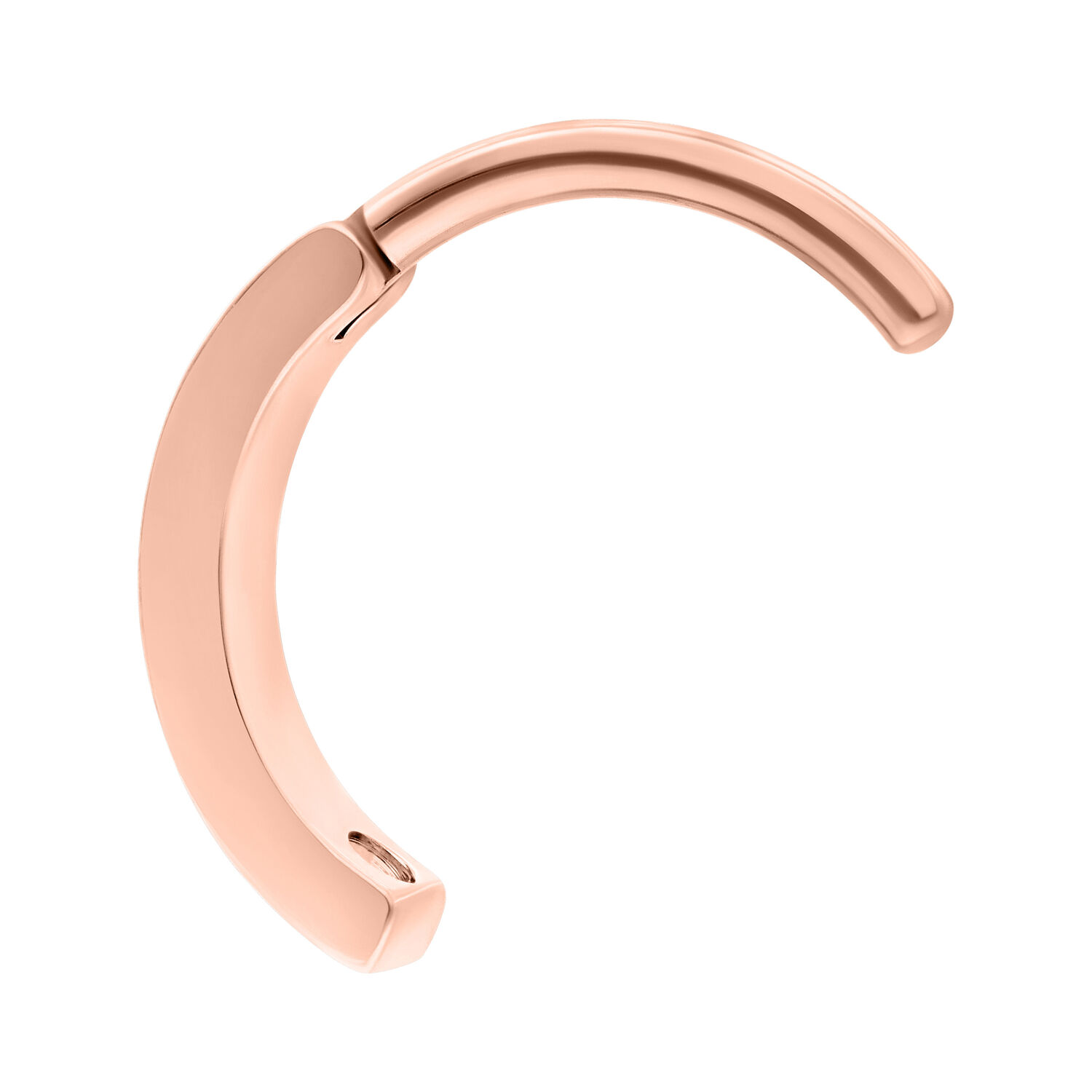 Clicker para ombligo en oro rosa con doble cristal sobre fondo blanco