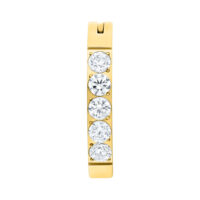 Clicker dorado para ombligo con cinco cristales claros sobre fondo blanco